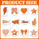 Glitinsel 24 Pcs Orange Game Day Cheer Patches Iron on Embroidered Football Patches Sew on Appliques for Hats Backpacks Clothes Football Enthusiasts Team Fans DIY Crafts(Game Day)