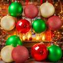 Jenaai 12 Pcs Large Red Gold Green Christmas Ball Ornaments, 4 Inch Big Oversized Shatterproof Tree Decorations Matte Glitter Giant Jumbo Plastic Hanging Baubles for Xmas Holiday Party Indoor Outdoor