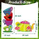 Alice Party Decorations Wonderland Yard Decor,Garden Tea Party Decorations Yard Stakes Stand Set, 1 Set Stacked Teacups and 1 Set Teapot with Brackets