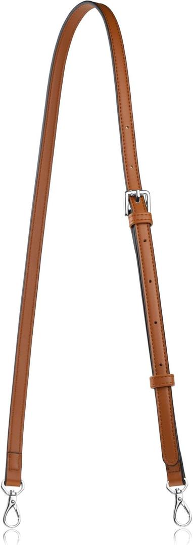 Allzedream Leather Purse Strap Replacement Crossbody Handbag Long Adjustable (Brown, Silver Hardware)