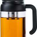 32oz Tea Infuser Bottle - Large Glass Water Bottle with Removable Infuser for Loose Leaf Tea & Fruit, Leakproof, Lead-free, Wide Mouth for Easy Cleaning - Handle for Hot & Cold Beverages (Black)