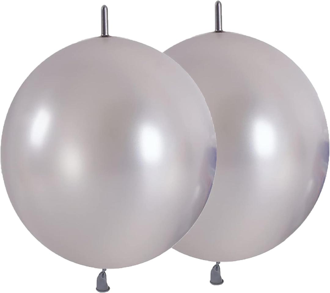 60 Pcs Link Balloons 6 Inch Quick Link Balloons for Birthday Wedding Party Festival Decorations (Silver)