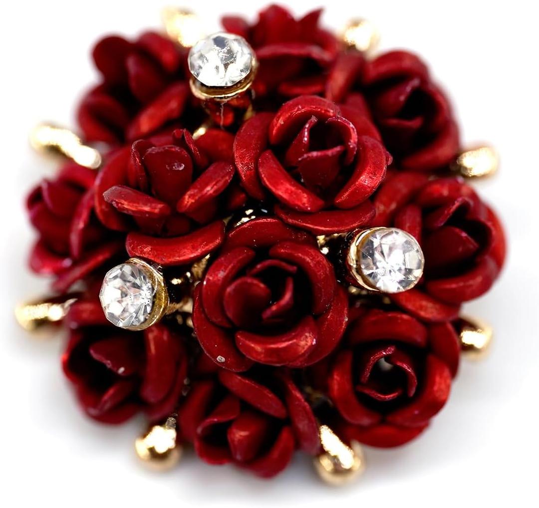 20 pcs Red Metal Rose Bouquet with Shank Sewing Coat Buttons -20mm -13/16"