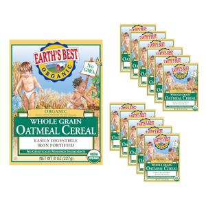 Earth's Best Organic Baby Food, Organic Whole Grain Oatmeal Baby Cereal, Non-GMO, Easily Digestible and Iron Fortified Baby Food, 8 oz Box (Pack of 12), Best Before 05 March 2026 