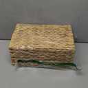 LUSYDECO Set of 2 Rectangular Wicker Storage Bins with Lid, Rattan Basket Decorative Boxes, Multipurpose Organizer Display Boxes for Shelf Organizer, Boho Rattan Box for Home Decoration