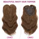 TYQ Hair Toppers for Women with Thinning Hair 18 Inch 360° 3D Synthetic Toppers Hair Pieces Curly Wavy Wispy Clip in Bangs(Coffee Brown)