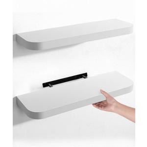 Gronda White Floating Shelves for Wall, 24 Inch Wall Mounted Wood Shelf Set of 2, Modern Home Decor Storage Large Shelf Long Heavy Duty for Bathroom, Bedroom, Kitchen, Office, Living Room