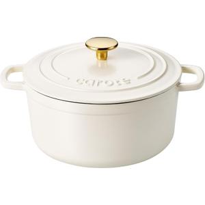 CAROTE Enameled Cast Iron Dutch Oven Pot with Lid, 4 QT Dutch Ovens, Heavy-Duty Cast Iron Pot for Sourdough Bread Baking, Braising, Stews, Roasting, Healthy & Non-Toxic, Dual Handles, All Stovetop Compatible, Oven Safe up to 500 F, Cream White