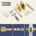 EHOMEWARE 6 Pack Keyless Door Handle Set Passage Door Lever for Hall and Closet, Satin Brass Finish