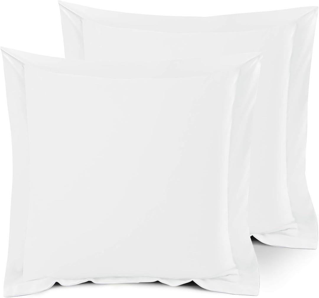 Nestl Soft Pillow Shams Set of 2 - Double Brushed Microfiber Pillow Covers - Hotel Style Premium Bed Pillow Cases, with 1.5 Decorative Flange, Euro 26"x26" - White (01 - White)