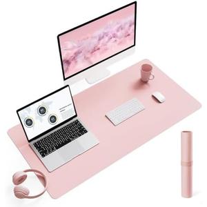 Writing Desk Pad Protector, YSAGi Anti-Slip Thin Mousepad for Computers,Office Desk Accessories Laptop Waterproof Desk Protector for Office Decor and Home (Pink, 35.4" x 17")