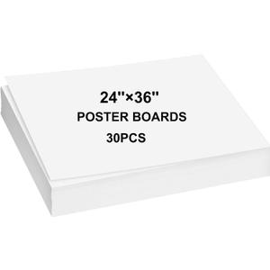 24”×36” Large Poster Board 30pcs White Poster Paper Poster Board Bulk suitable for DIY, Crafts, Signs Project Presentations, Drawing and School Supplies,250GSM Thickness Blank Posterboard