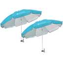 AMMSUN XL Chair Umbrella with Universal Clamp Adjustable 47 inches and 360-degree Swivel UPF 50+, Portable Clamp on Camping or Beach Chair, Stroller, Wheelchair, Golf cart, Bright Blue, 2 PACK