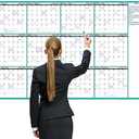 Large Dry Erase Calendar for Wall - Undated 12 Month Wall Calendar, 37”×58", Yearly Wall Calendar Dry Erase, Erasable & Reusable Calendar with 15 Round Stickers, Green Large Wall Calendar Dry Erase