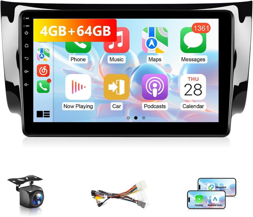 4G+64G Car Radio for Nissan Sentra 2013 to 2019 Stereo with Wireless Apple Carplay Android Auto 10.1" IPS Touch Screen for Sentra Head Unit GPS 5G WiFi Mirrorlink FM RDS DSP Split-Screen SWC MIC (Not Support JBL & Large Screen)