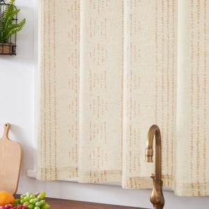 jinchan Linen Valance Kitchen Curtain for Windows 50"x 16" Inch for Living Room Bedroom Window Treatment Blackout Vintage Rustic Farmhouse Cottagecore Rod Pocket 2 Panels Taupe on Beige