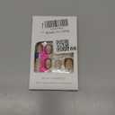 Short Nails Press on Square French Tip Fake Nails Gold Curve Line Petite False Nails with Stars Designs Cute Acrylic Nails Full Cover Glossy Glue on Nails for Women Girls 24Pcs