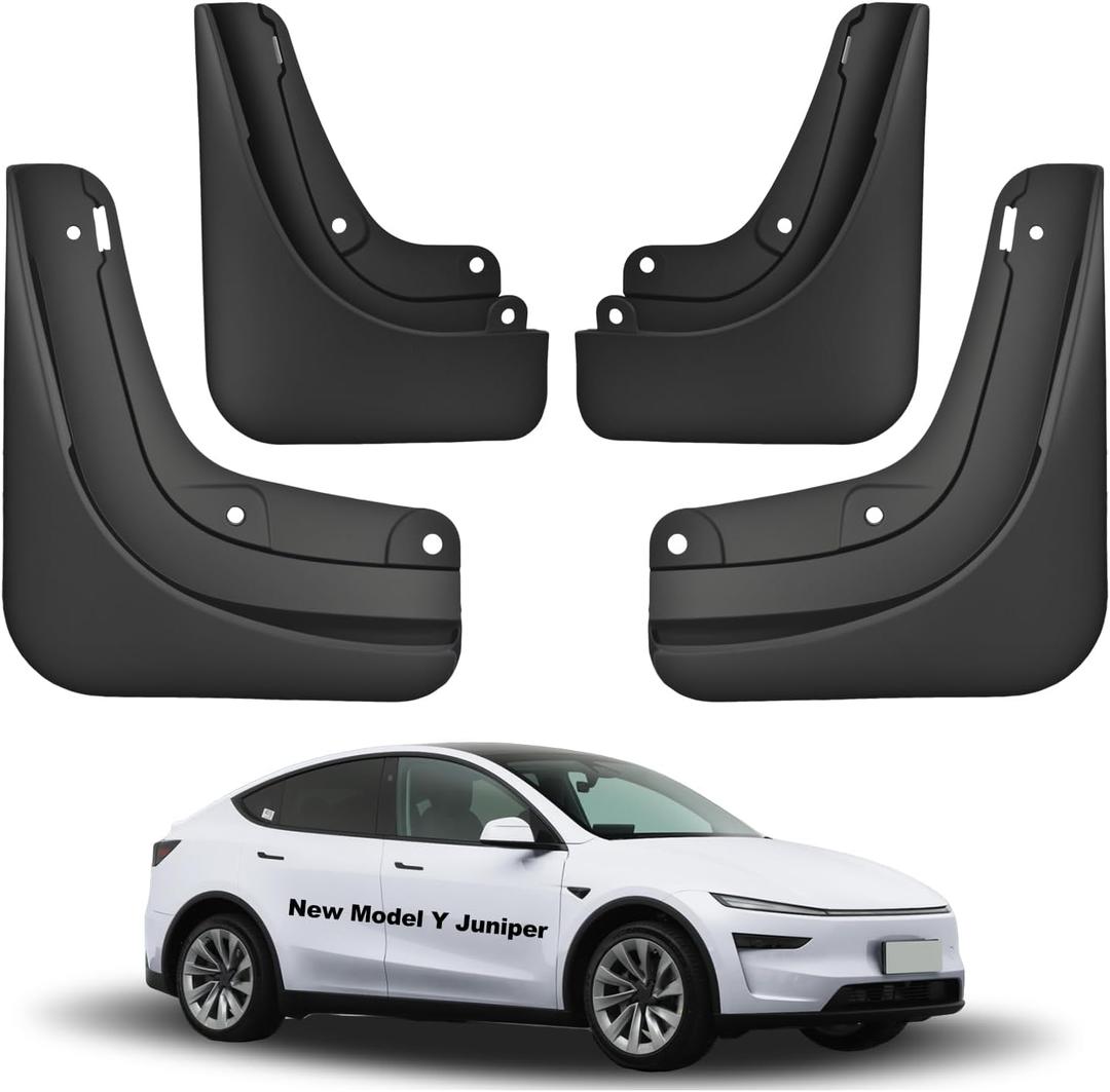 Mud Flaps for 2025 New Tesla Model Y Juniper Accessories No Drilling All-Weather Splash Guards Kits Tire Protector & Vehicle Paint Protection Mud Guard Thicker & Softer Version (Set of 4)