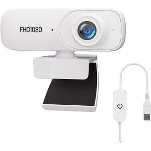 EasyCam C100 1080P FHD Webcam, 90 FOV, Noise-Canceling Mic, Privacy Cover, Plug & Play for FaceTime, Zoom, Teams, PC/Mac/Laptop - White