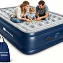 Queen Air Mattress with Built in Pump,18" XL Full Raised Blow up Air Bed,3 Mins Quick Self-Inflation/Deflation, 660lbs Max Inflatable Mattress for Camping/Home/Guests/Travel (Navy)
