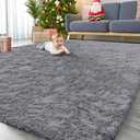 OLANLY 6x8 Machine Washable Large Area Rugs for Living Room, Bedroom, Soft Fluffy Shaggy Bedside Rug, Indoor Floor Carpet for Kids Girls and Boys, Dorms, Nursery, Home Decor Aesthetic, Light Grey