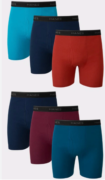 Hanes Mens Underwear Briefs, Cool Dri Moisturewicking Cotton Norideup For Men, Boxer, 6 Pack Assorted, XLarge US