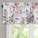 H.VERSAILTEX Valance for Kitchen Windows/Bathroom/Living Room/Bedroom Blackout Window Valance Thermal Insulated Rod Pocket Valance Curtains, 52" W x 18" L, 2 Panels, Floral Pattern in Grey and Coral