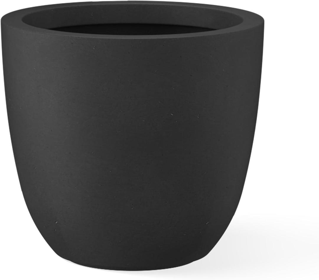 Kante 18 Inch Dia Round Concrete Planter, Indoor Outdoor Large Plant Pot with Drainage Hole and Rubber Plug for Home Patio Garden, Black Kante 18 Inch Dia Round Concrete Planter, Indoor Outdoor Large Plant Pot with Drainage Hole and Rubber Plug for Home Patio Garden, Black