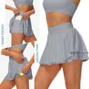 UrKeuf Women's Athletic Tennis Skirts with Pockets 13in Ruffle Golf Running Workout Ice Silk Flowy Skorts with Sports Shorts (Gray, S)