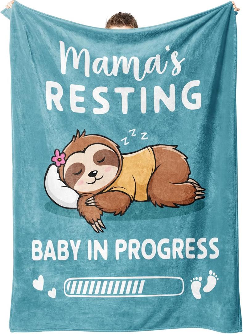 New Mom Gifts for Pregnant Women, Pregnancy Gifts for Expecting Mom, Funny Maternity Blanket Gift for Mama to be, First Time Moms, Mothers Day Birthday Gift for Pregnant Women, (60'' X 50'', Cyan)