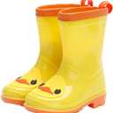 Waterproof Toddler Rain Boots with Protective Cuff & Non-Slip Sole, Yellow Duck Kids Rain Boots, Ideal for Garden, Puddle, and Outdoor Play, 6 M US Toddler