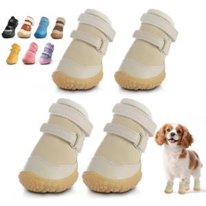 Dog Shoes for Small Dogs, Breathable Dog Boots Paw Protector for Hot Pavement Winter Snow, Dog Booties with Rugged Anti-Slip Sole for Hardwood Floors Outdoor Walking Light Khaki Size 3 (#3 (Width 1.49 inch) for 11.0-16.5 lbs)