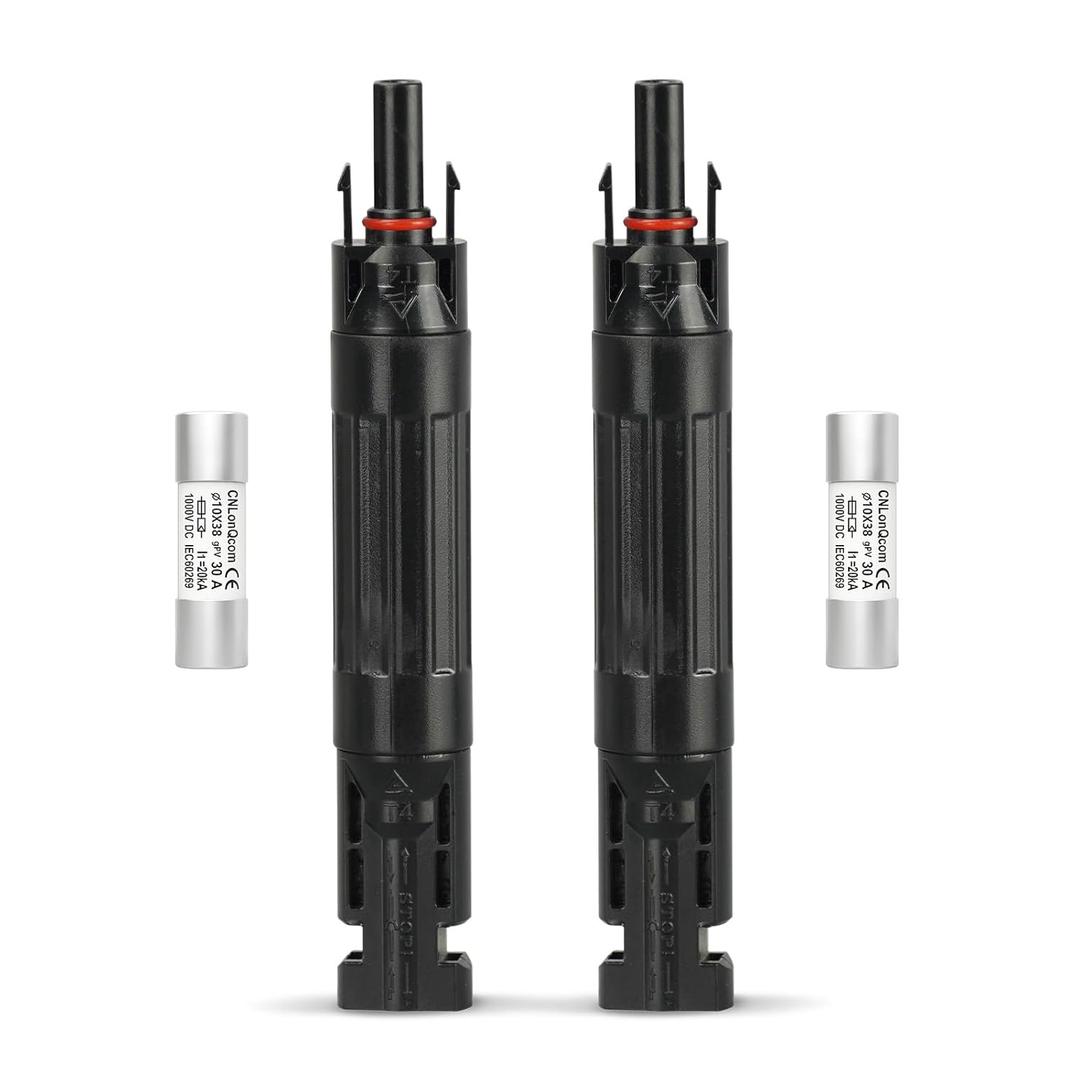 CNLonQ 30A Solar Fuse Holder Inline IP67 Waterproof Outdoor with 10x38mm Fuse for Solar Panel and Solar Controller DC1000V 2 pcs