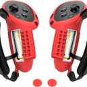 Controller Grips Cover Compatible with Meta Quest 3S/Quest 3 Accessories, Hand Strap with Battery Opening, Knuckle Straps with Widen and Thicken Sponge(Not for Charging Dock) (Red)