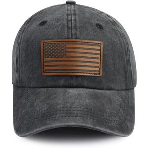 American Flag Hats for Men Women, Funny Adjustable Cotton Leather Patch USA Baseball Cap (M)