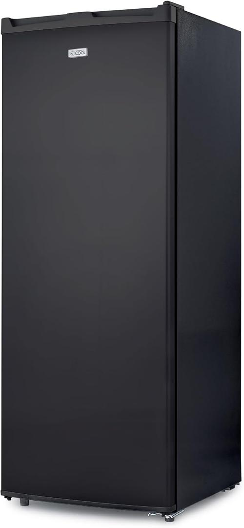 Commercial Cool Upright Freezer, Stand Up Freezer 6 Cu Ft with Reversible Door, Black
