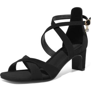 ZURIN Womens Chunky Low Heels Comfortable Open Toe Ankle Strap Heeled Sandals Strappy Block Heels Dress Shoes for Wedding Bridal Evening Party Prom