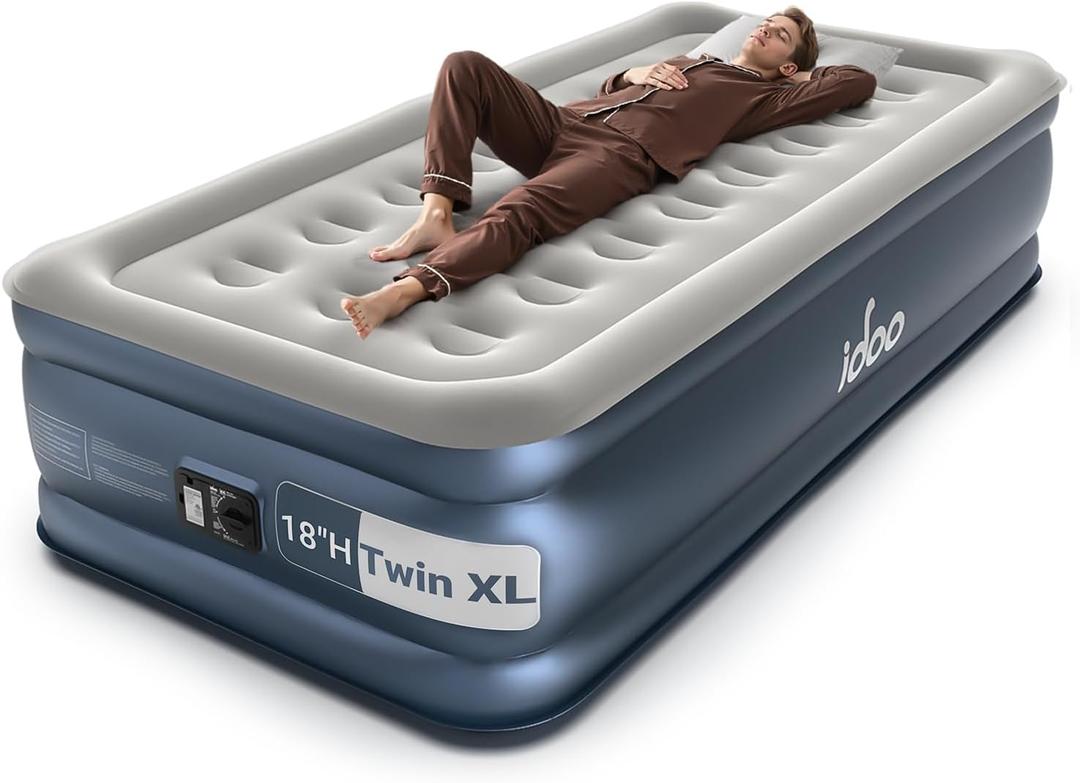 iDOO Twin XL Air Mattress Built in Pump, Upgraded Inflatable Blow up Mattress, 2-Min Twin Size Air Mattress for Home Guest, 80'' Extra Long Air Bed with Carry Bag, Colchon Inflable