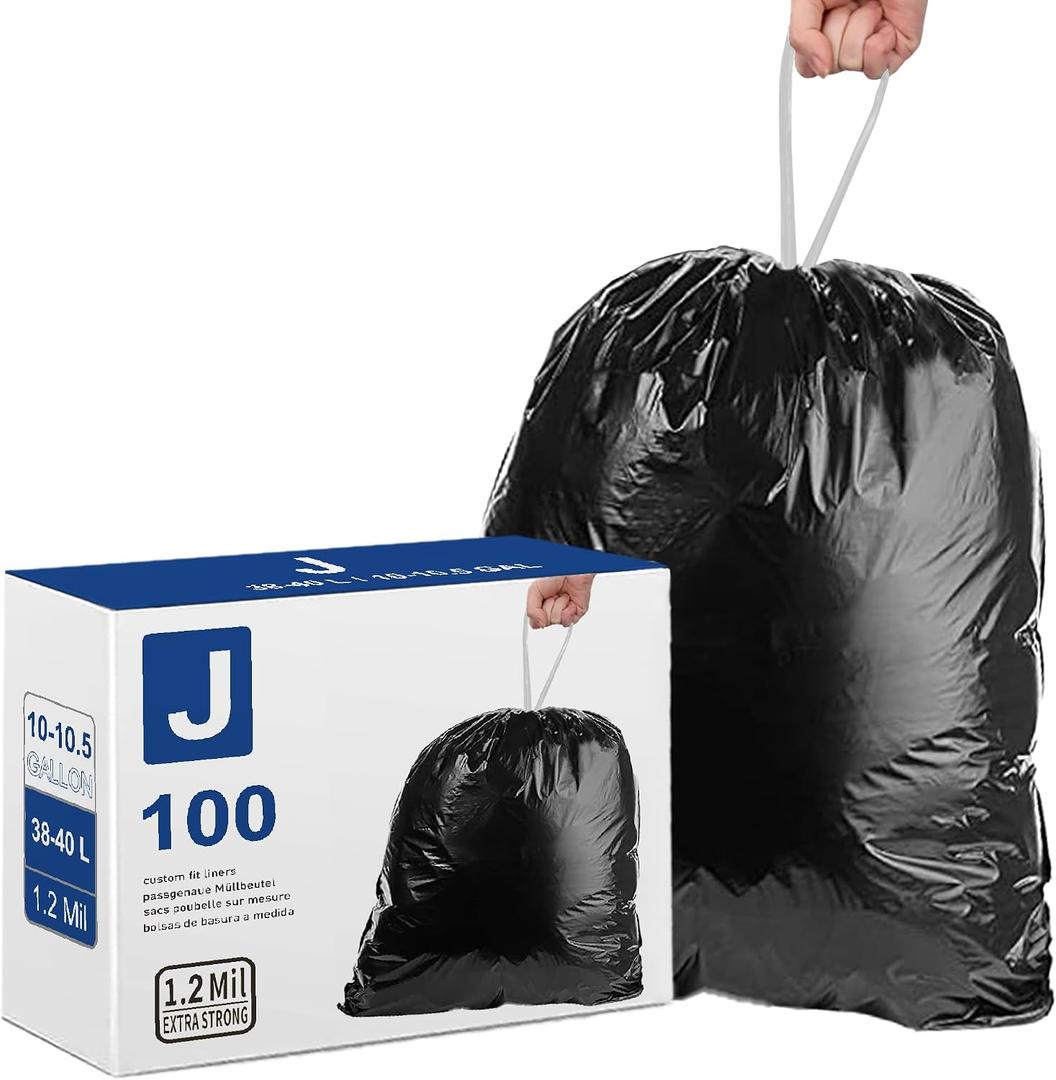 Code J 8-12 Gallon Heavy Duty Trash Bags 1.2 Mil THICK 40-50 Liter Compatible with Code J 100 Count (Pack of 1) Heavy Duty Black Garbage Can Liners