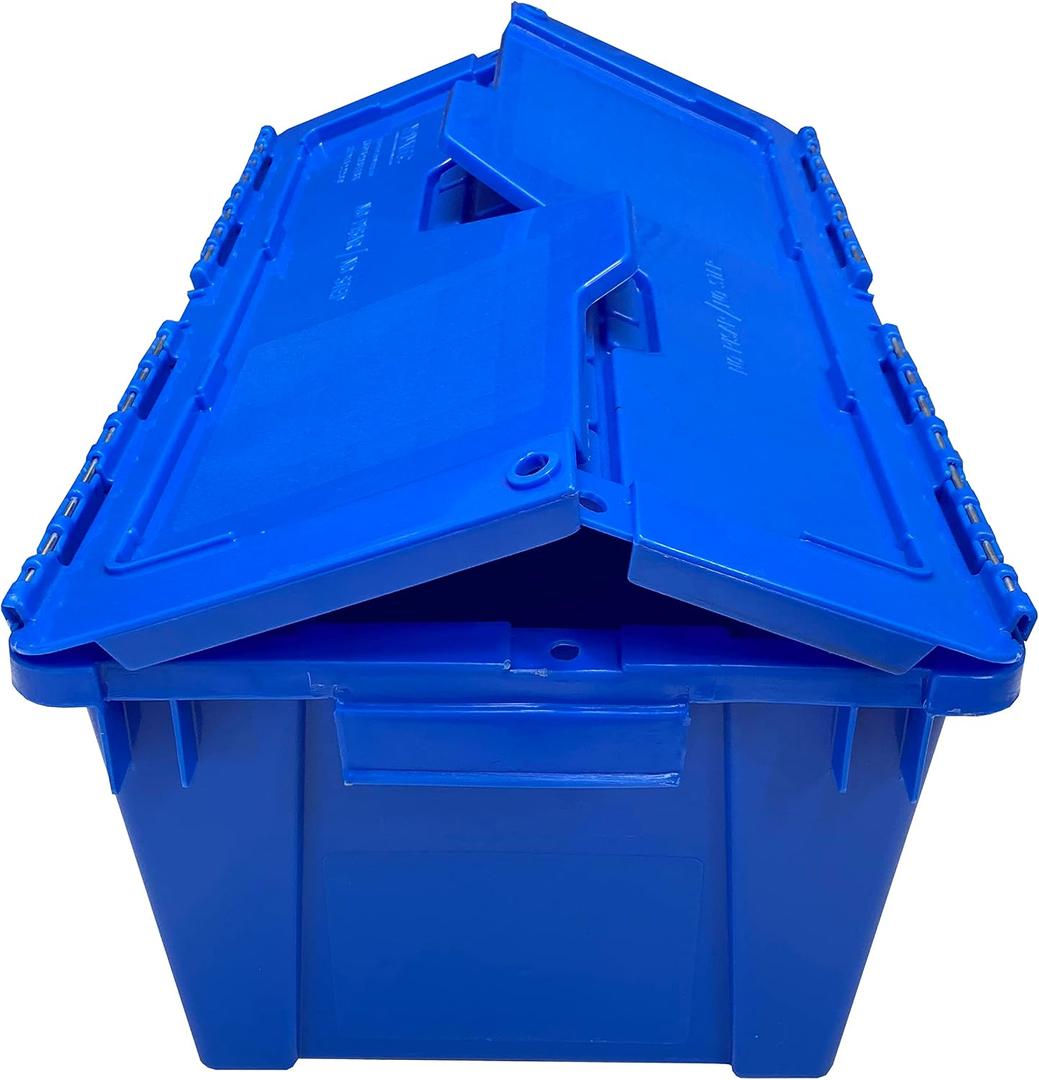 Container With Durable Lid, 4 Pack, Blue, Heavy Duty Storage Totes, Stackable Containers, Bins With With Lids, Storage Bins For Garage, Basement, Outdoor, Office, Kitchen, Organzation Crates