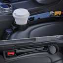 Car Seat Gap Plug with Storage Slot, Auto Gap Filler Organizer with Cup Holder, Universal Carseat Side Gap Filler Strip 2 Pack Between Front Seats & Console, Anti-Drop Pad with Seatbelt Holes, Black