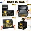 Gueevin Black and Gold Graduation Decorations 2026 Guest Book Alternative Graduation Card Box Advice Cards 11x14in Signature Board Picture Frame for Class of 2026 Congrats Grad Party Decor Supplies