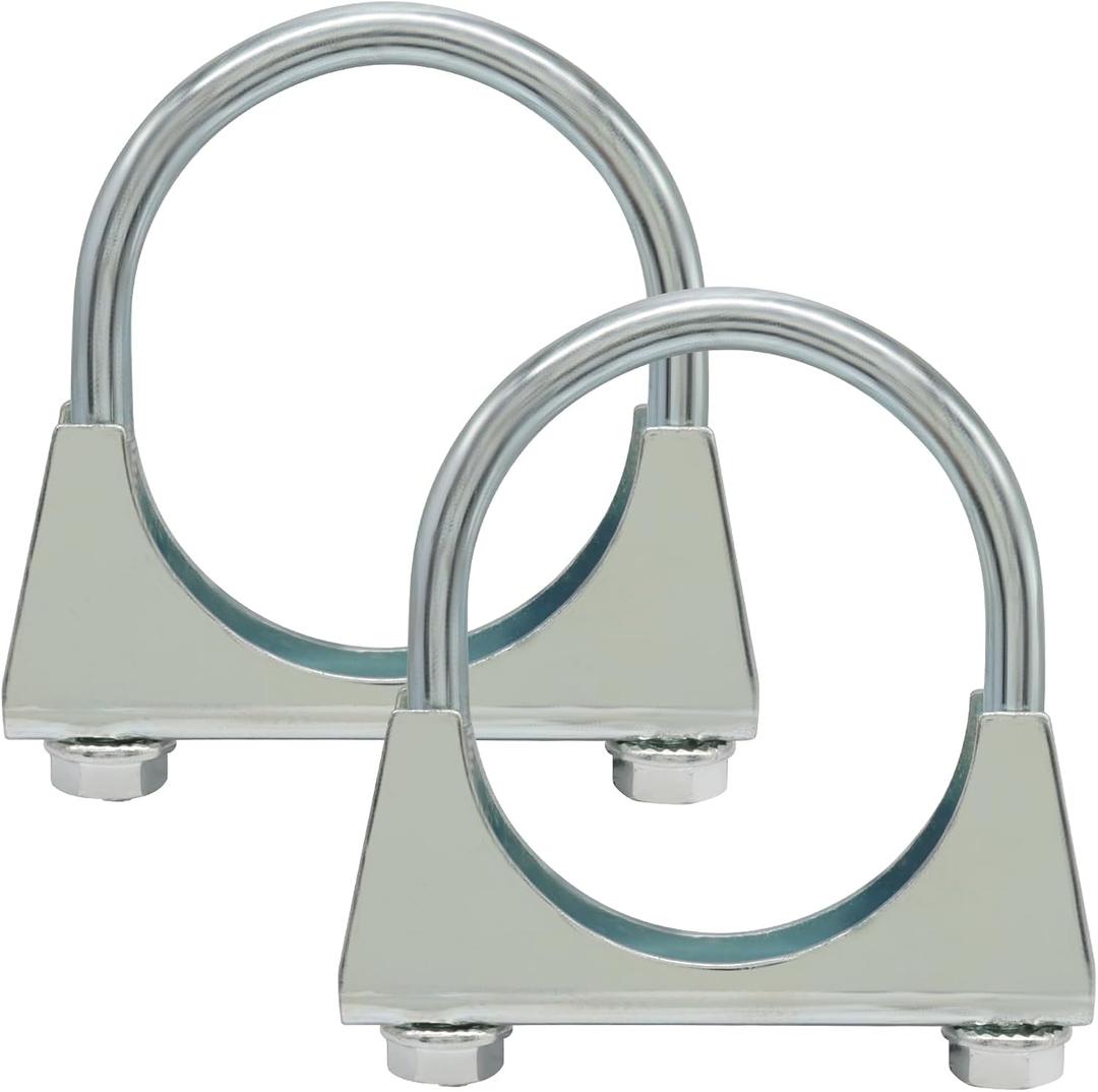 Murtenze 2 Pack 2-1/4" U-Bolt Muffler Exhaust Clamps, Stainless Steel Silencer Exhaust Clip for Automotive, Vehicles