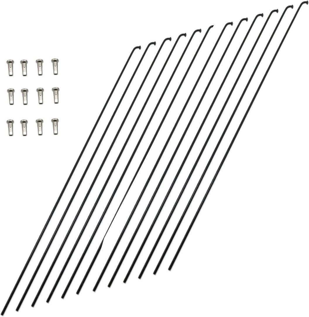 260 mm /10.2 Inch Stainless Steel Spokes Bike Spokes Bicycle Spokes 14G Spokes Black Bike Spokes 26 Inch Mountain/Road Bikes with 14mm Spoke Caps 12PCS