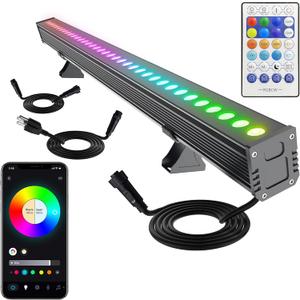 Linkable RGBCW LED Wall Washer Light, IP65 Waterproof Color Changing Light Bar for Outdoor Wall Wash, 180W Dimmable Uplight with APP & RF Remote Control, Music Sync, Timer (40" 180W RGB+Tunable White(2700-6500K))