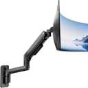 monTEK Ultra Wide Wall Mount Monitor Arm for 17-49 Inch Screens, Heavy Duty Single Monitor Mount up to 44 lbs, Fully Adjustable Gas Spring Wall Mount, 75x75/100x100 VESA Mount, Black