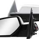 Driver Left Side Door Mirror Power and Heated Glass with Turn Signal Arrow with Menory and Chrome Back Cover Power Folding for 2014-2019 Chevrolet Silverado GMC Sierra 1500 2500 3500, Standard