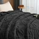 PHF Soft Sherpa Fleece Blanket King Size for Bed, 510GSM Fleece Lightweight Yet Warm Blanket, No Shed No Pilling, 108" x 90", Tufted Jacquard Cozy Thick Bed Throw for Home Decor Christmas, Dark Grey