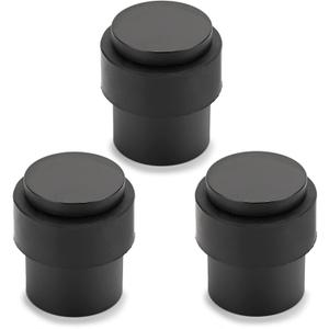 Sumnacon 3 Pack Floor Door Stopper, Solid Stainless Steel Door Stop with Rubber Bumper,Floor Mount Doorstop with Screws, Heavy Duty Commercial Industrial Floor Door Stopper, Black