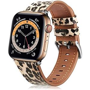 Fintie Bands Compatible with Apple Watch 49mm 46mm 45mm 44mm 42mm 41mm 40mm 38mm iWatch Ultra 2 1 SE Series 1-10, Genuine Leather Band Replacement Strap Wristband